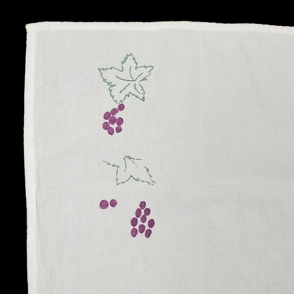 Vintage Autumn Table Runner Set Of 2 Grape Acorn Foliage Screenprint Fall 44" - Picture 6 of 12